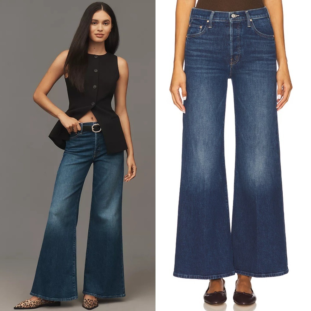 Mother The Tomcat Roller Skimp Jeans Perfectly Imperfect Dark Wash Wide Leg 26